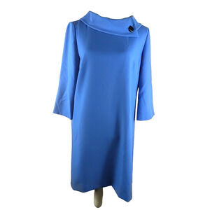 Tahari Arthur S Levine Women's Dress Size 10 Blue Classic Design Quarter Sleeve
